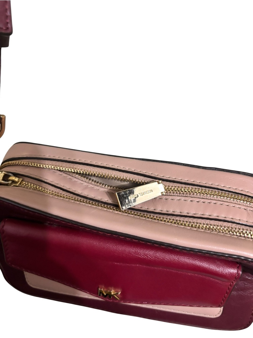 MICHEAL KORS BURGUNDY COLOR BLOCK CROSS BODY - Picture 3 of 7
